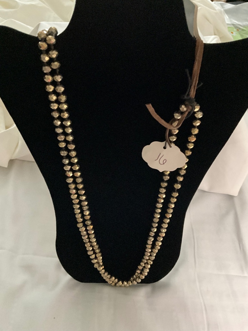 New Multi-Strand Gold Beaded Layered Necklace Boho Suede Tie 20" Statement